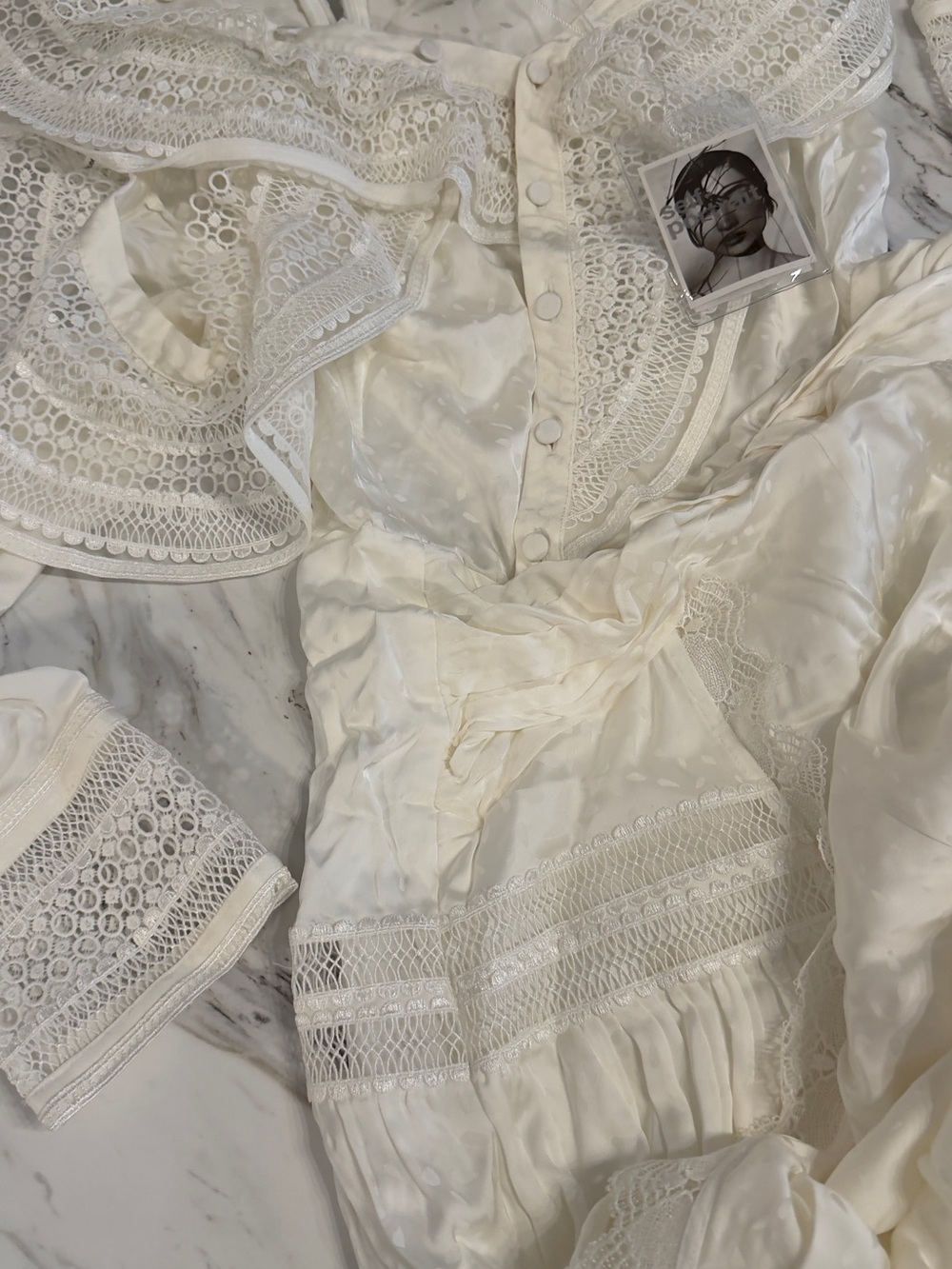 Self-Portrait Cream Off-Shoulder Lace Maxi Dress - Picture 13 of 15